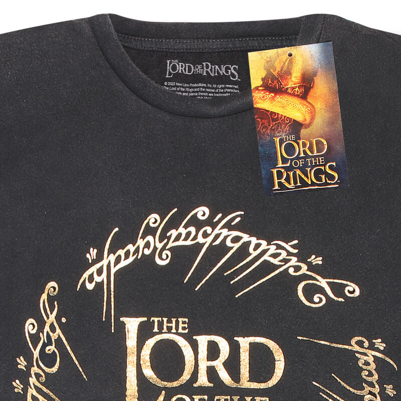 Lord Of The Rings - Gold Foil Logo Acid Wash - Super Heroes Collection - Unisex Acid Wash T-Shirt