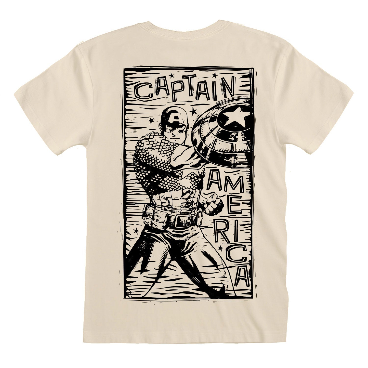 CAPTAIN AMERICA LINOCUT FRONT AND BACK PRINT - T-SHIRT
