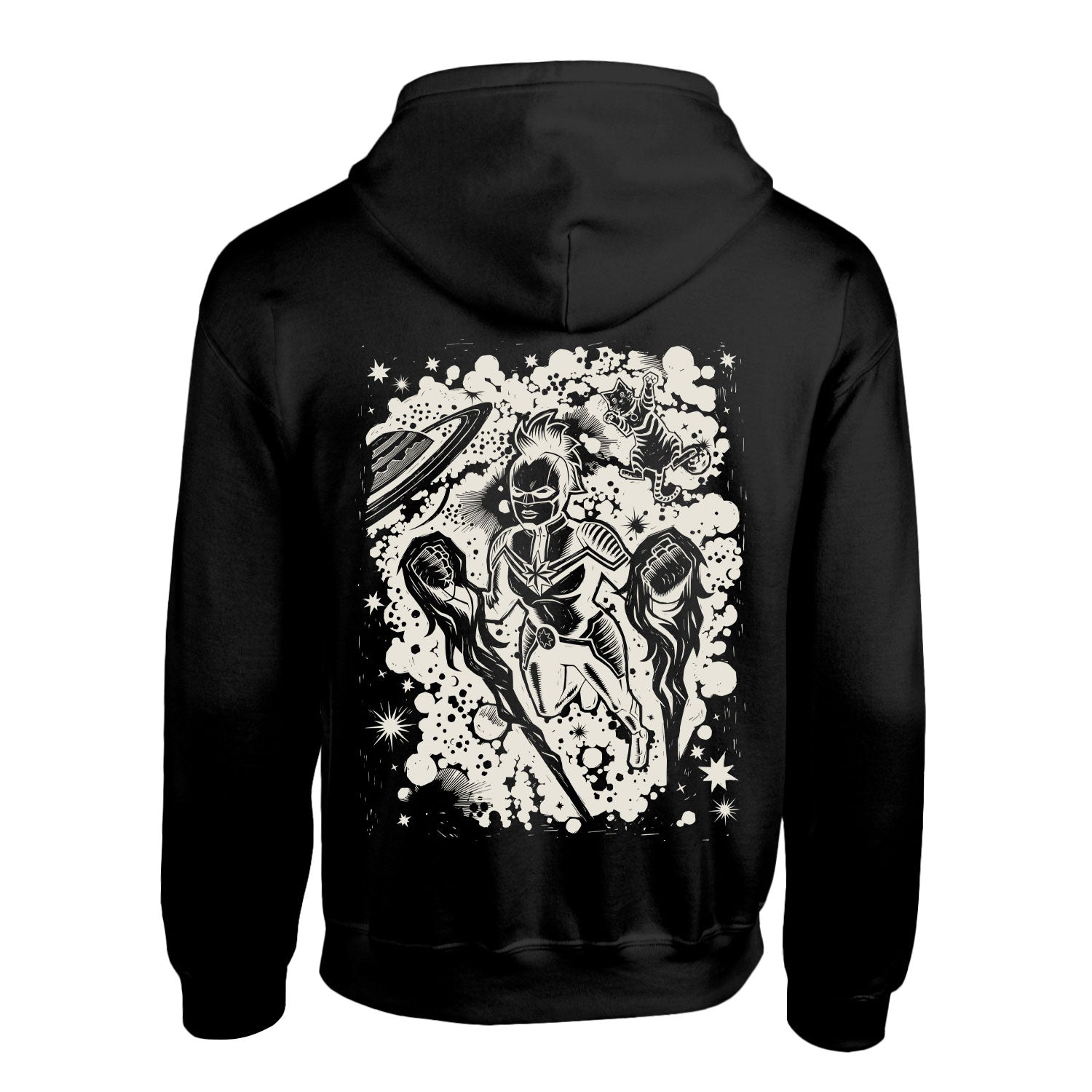 CAPTAIN MARVEL LINOCUT FRONT AND BACK PRINT - HOODIE
