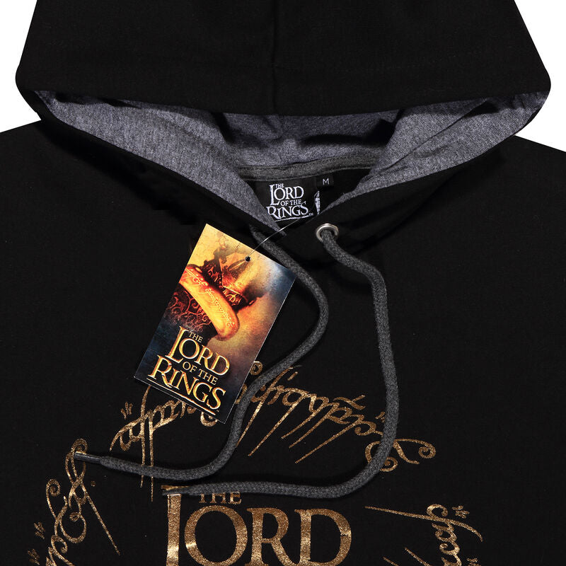 Lord of the Rings - Gold Foil Logo Unisex Pullover Hoodie Contrast - Super Heroes Collection - Pullover Hoodie